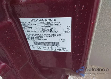 2005 Ford F-150 Fx4/Lariat/Xlt from USA, damaged, VIN 1FTPW14525FA76042